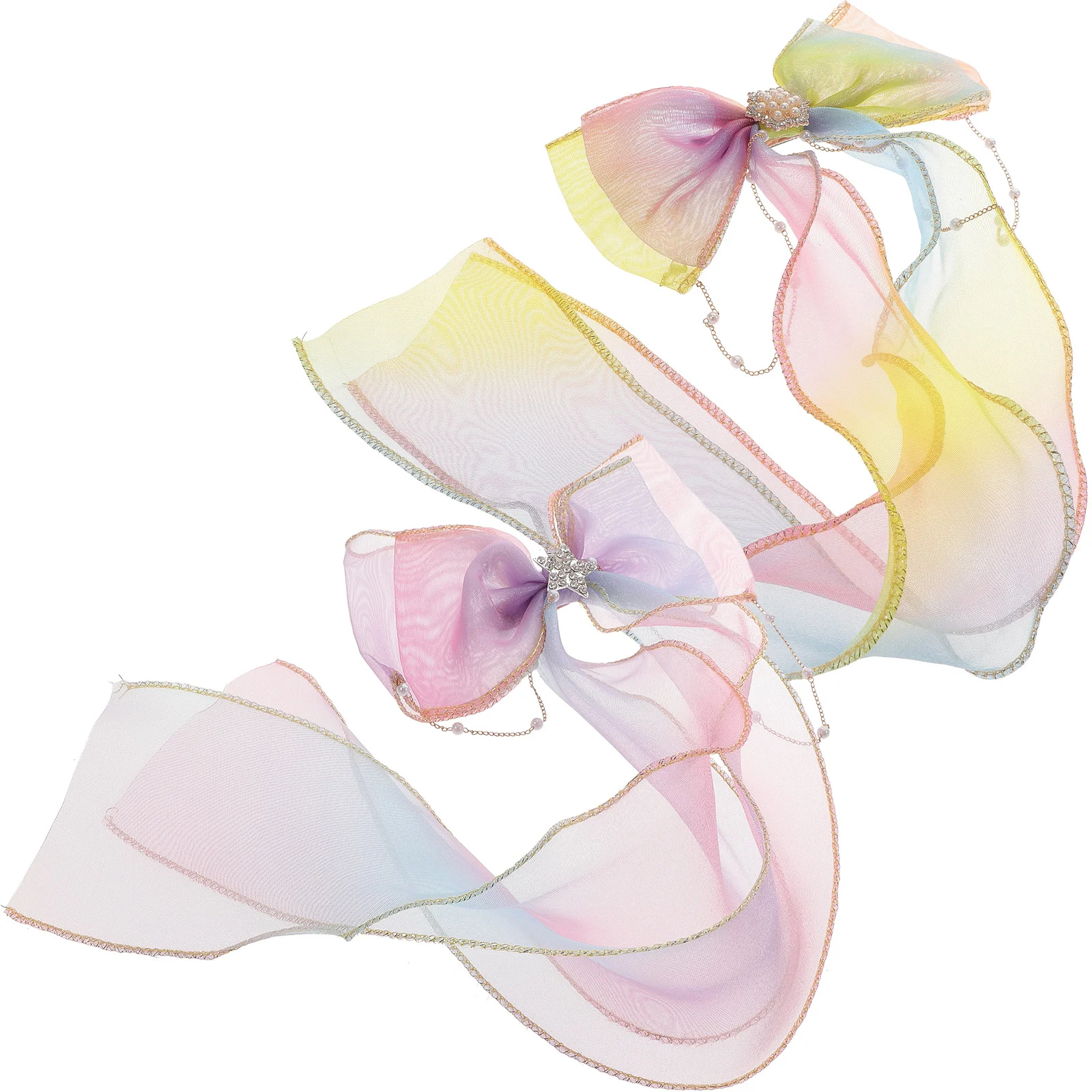 

2Pcs Butterfly Bow Hair Clips Premium Fabric Long Ribbon Elegant Barrettes for Women Daily Wear Party Wedding Accessories