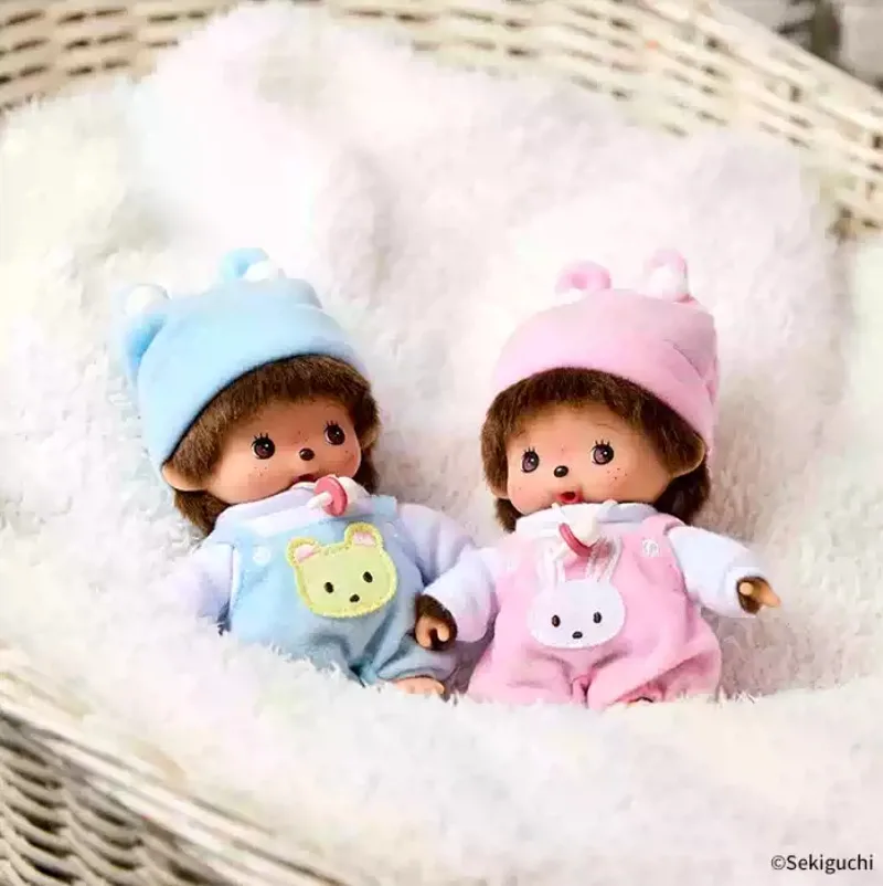 Disponibile originale Monchhichi bambola di peluche in vinile Cappuccetto Rosso serie Big Bad Wolf bambola carina pagliaccetto alla moda regalo carino