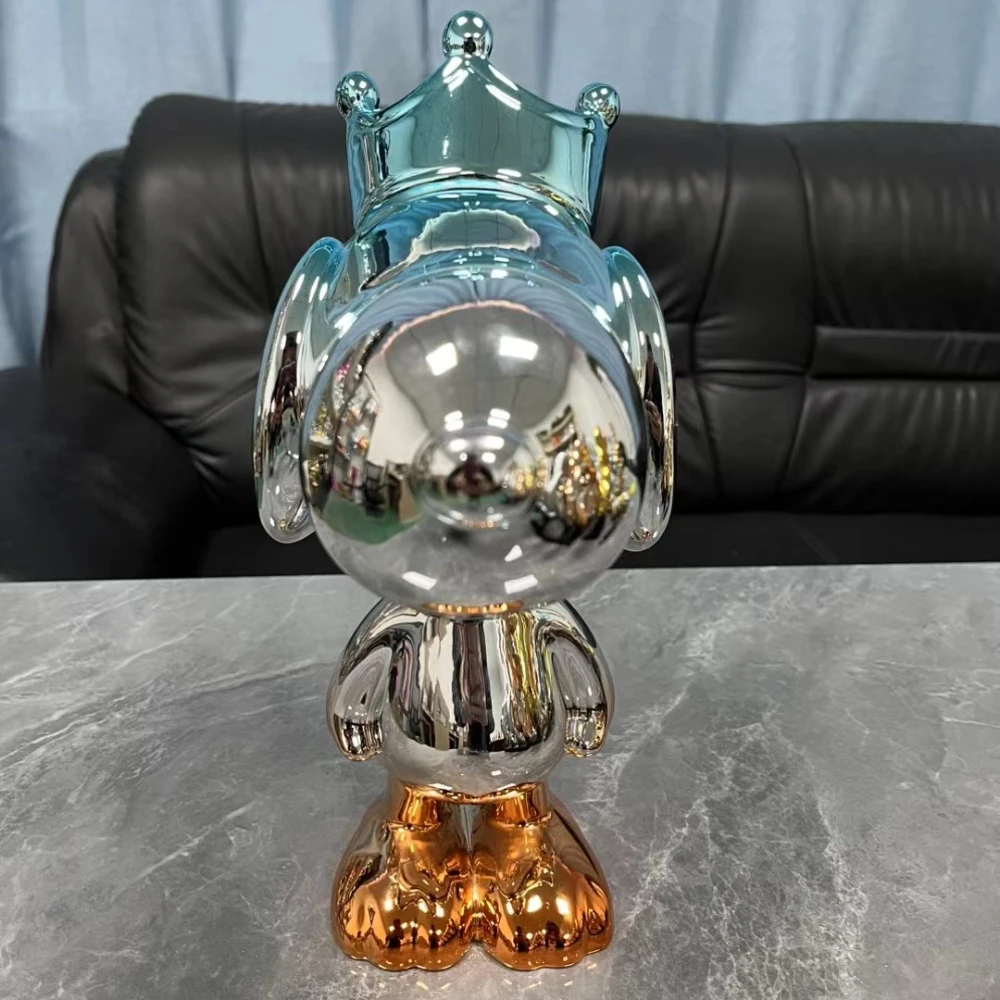 Potdemiel 30 cm Snoopy-Statue, Cartoon-Krone, Snoopy-Skulptur, galvanisierte Figur, Desktop, große Ornamente, Heimdekoration, Einweihungsgeschenke 7