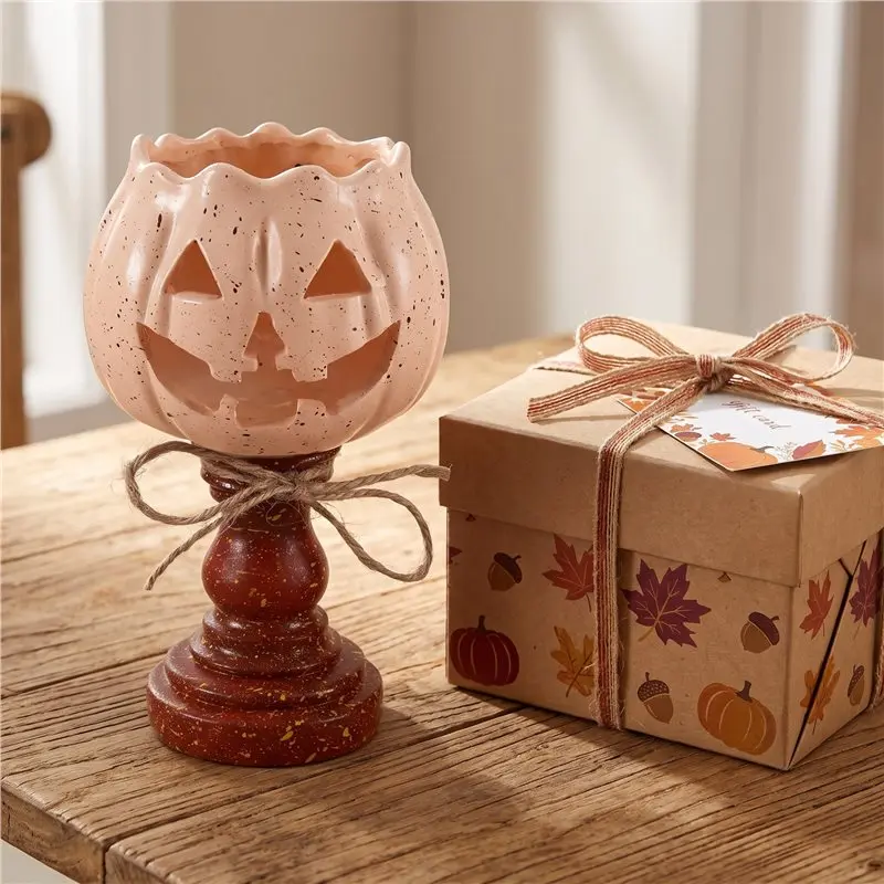 ABUG-White Pumpkin Tealight Candle Holder Farmhouse Fall Thanksgiving