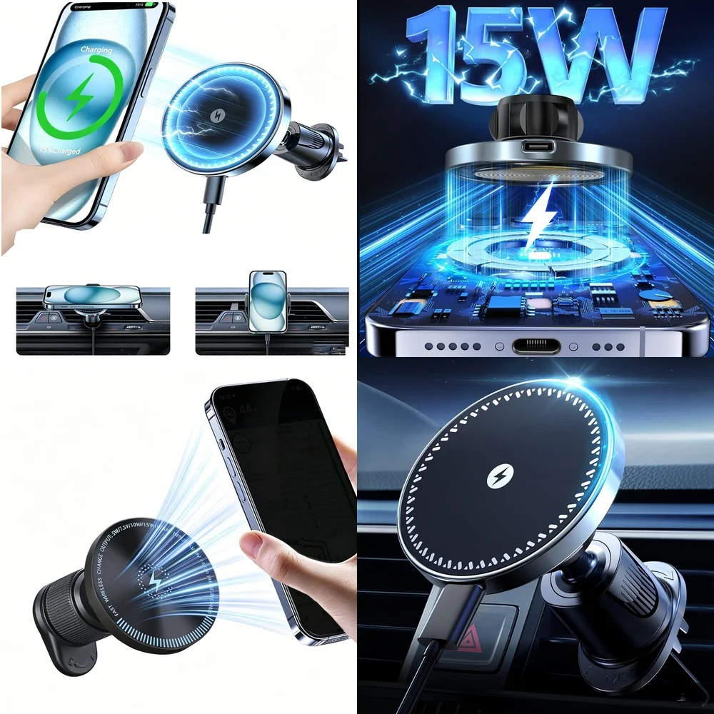 New Trend Chargers Adapters Magnetic Wireless Charger Air Vent Car Phone Holder Fast Charging Consumer Electronics Accessories