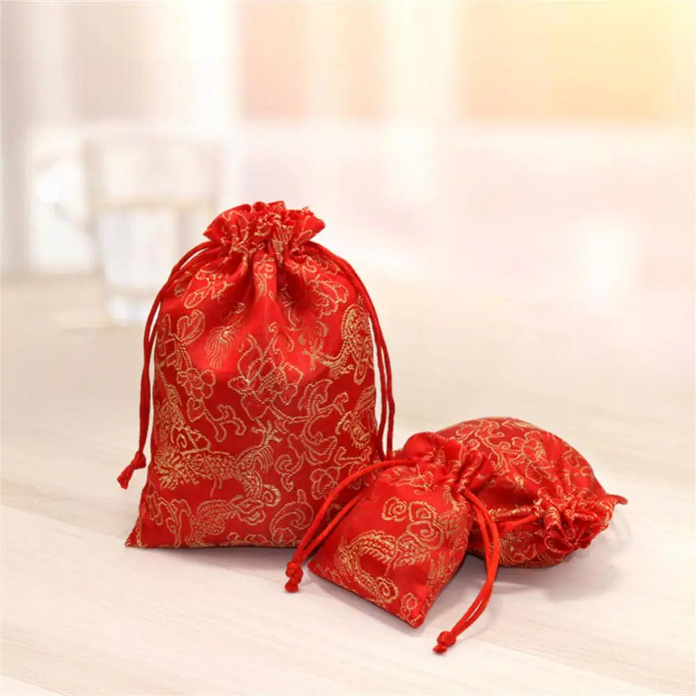 1 Pcs Jewelry Packaging Bag Soft Cloth Retro Embroidery Bracelet Necklace Earrings Rings Storeage Bag New Year Pouches Gift Bags