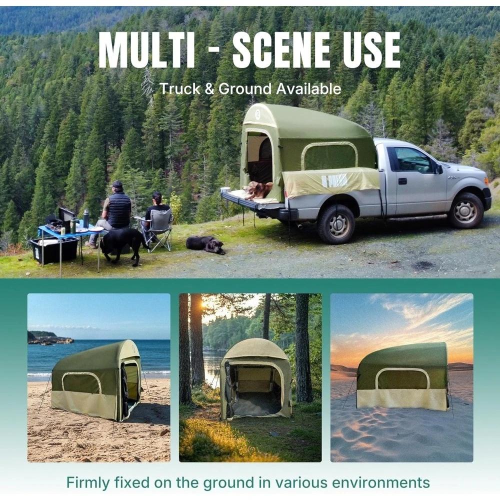 خيمة سرير شاحنة 5.5 قدم - 8 أقدام لشخصين/عائلة 2 دقائق إعداد سريع خيمة شاحنة بيك اب قابلة للنفخ، PU 3000 مم مقاومة للماء - ترقية جديدة #5