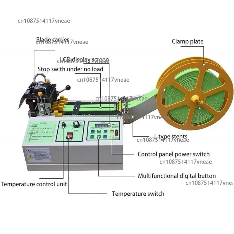 Automatic Hot and Cold Tape Cutter Textile Ribbon Strip Cutter for Cutting Knitwear Leather Ribbon Webbing Cutting Machine