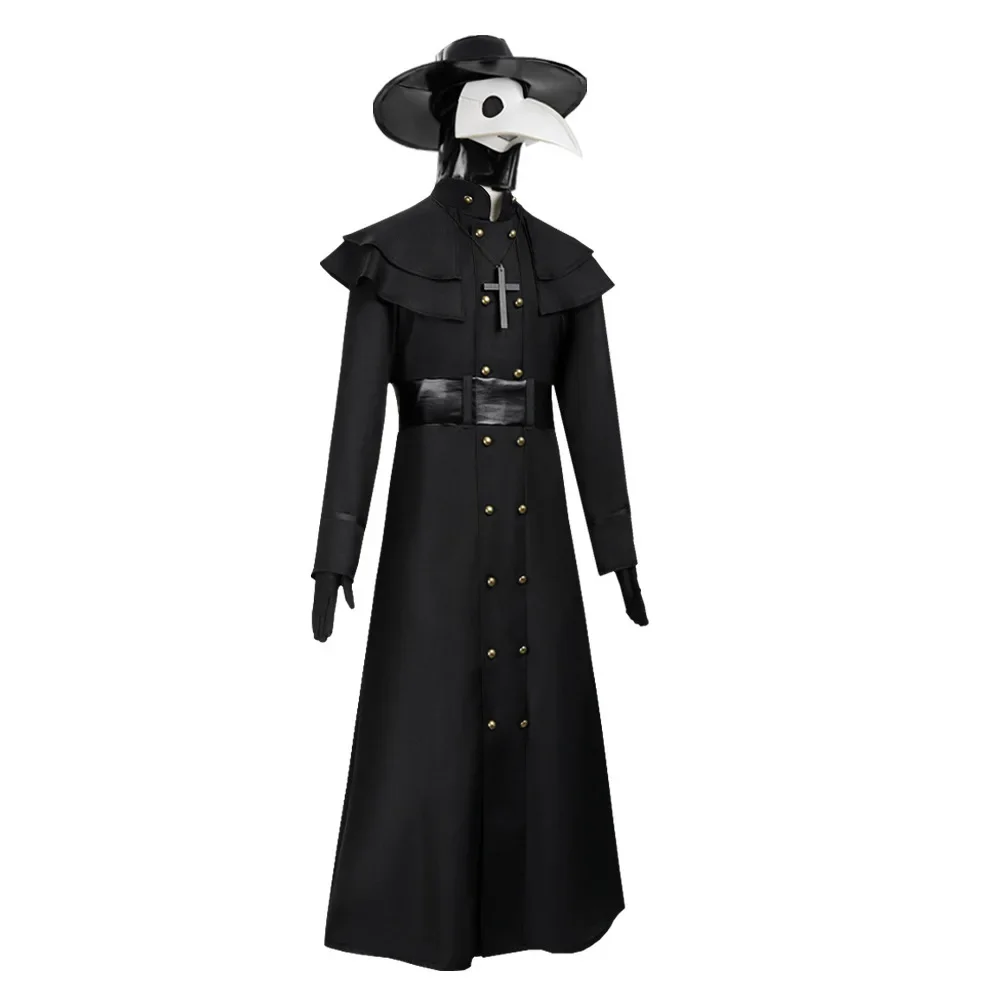 Disfraz de Doctor de la Peste Estilo Steampunk - Máscara de Pico de Pájaro Medieval y Traje de Cuervo para Representaciones Teatrales de Halloween y Cosplay de Asesino