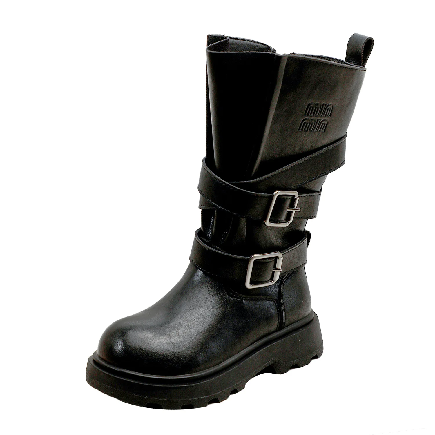 

New Autumn Children's Girls Fashion British Style Double Leather Buckle Knight Boots Kids Toddler Princess Casual Long Boots