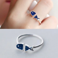 925 Sterling Silver Rings For Women Fish Open Ring Hypoallergenic Sterling Silver Jewelry Gifts For Girls