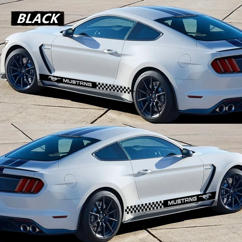 2Pcs For Ford Mustang Side Body Sticker Vinyl Body Decal Side Sticker Stripes Stickers