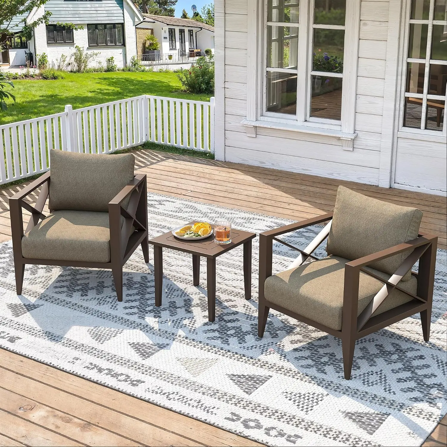 Aluminum Aluminum Patio Sofa Set, 2-Piece Outdoor Deep Seating, 5.2" Cushions, Rust-Proof Frame for Backyard Deck Balcony, Customized - Aliexpress Deal