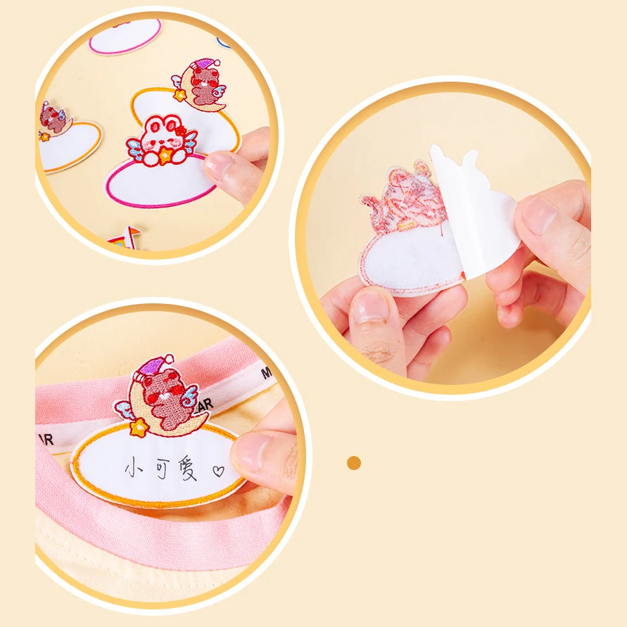 Embroidered Name Stickers Baby Shoes Schoolbag Cup Clothes Name Sticker Sewable Waterproof Labels Variety Patterns Tags For Kids