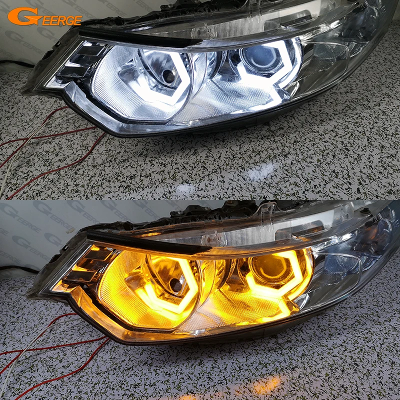 

For Honda Accord VIII Acura TSX CU CW Ultra Bright Switchback AW Day Light Turn Signal Cotton Hex LED Angel Eyes Kit Halo Rings