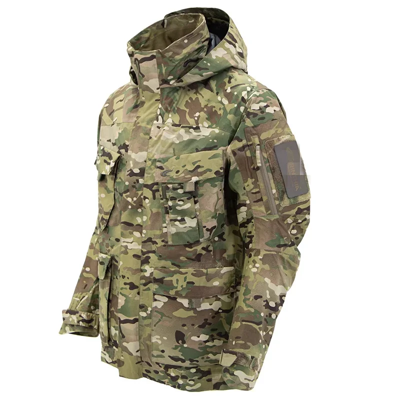 TRG Tactical Multi Pocket Hard Shell Adhesive Charge Coat Waterproof and Breathable