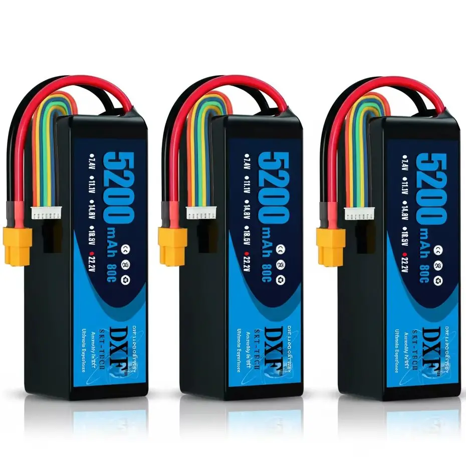 DXF 6S 5200mAh Lipo-Akku 22,2V 80C mit EC5-Stecker Softcase für 1/8 Buggy Truggy Offroad Auto Boot LKW Flugzeug UAV RACING