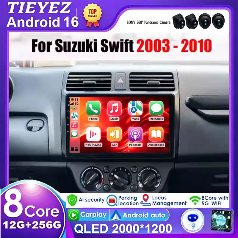 Android 16 For Suzuki Swift 2003-2010 Car Radio Multimedia GPS Player Auto Stereo Video Navigation Carplay 2Din DSP WIFI BT DVD