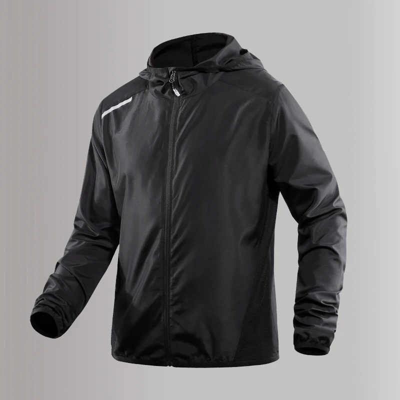 New Fashion Versatile Sunscreen Jacket Men'S Outdoor Sports Running Waterproof Breathable Sweating Hooded Long Sleeve Top
