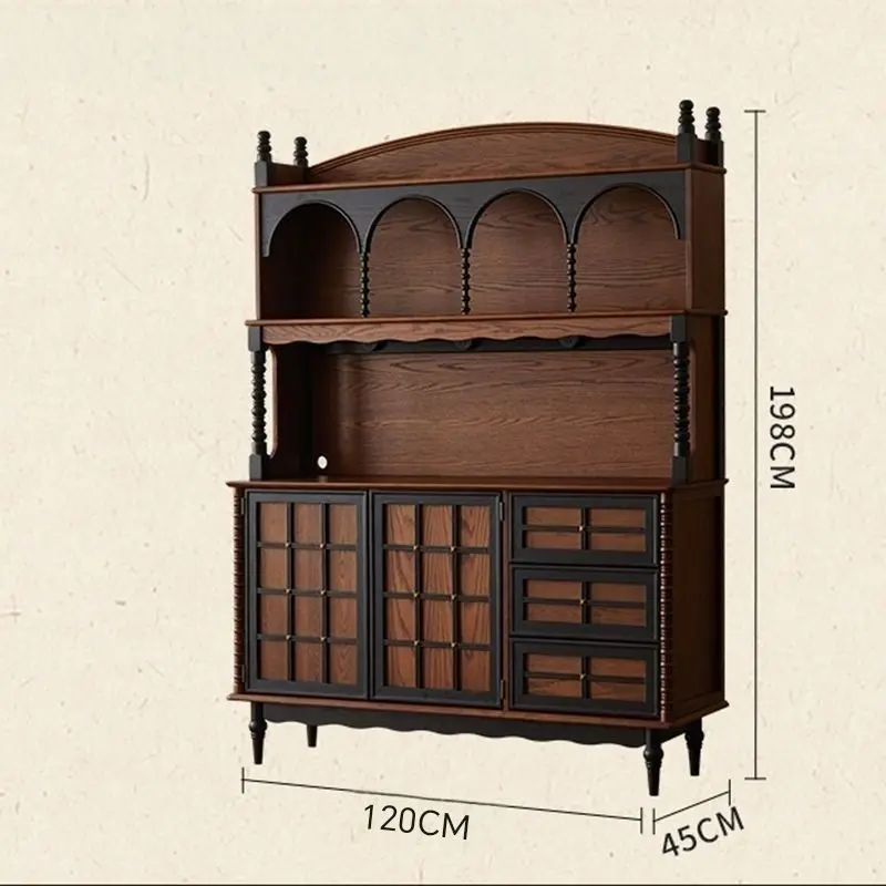 CX French wall integrated solid wood dining side living room wine cabinet coffee high cabinet