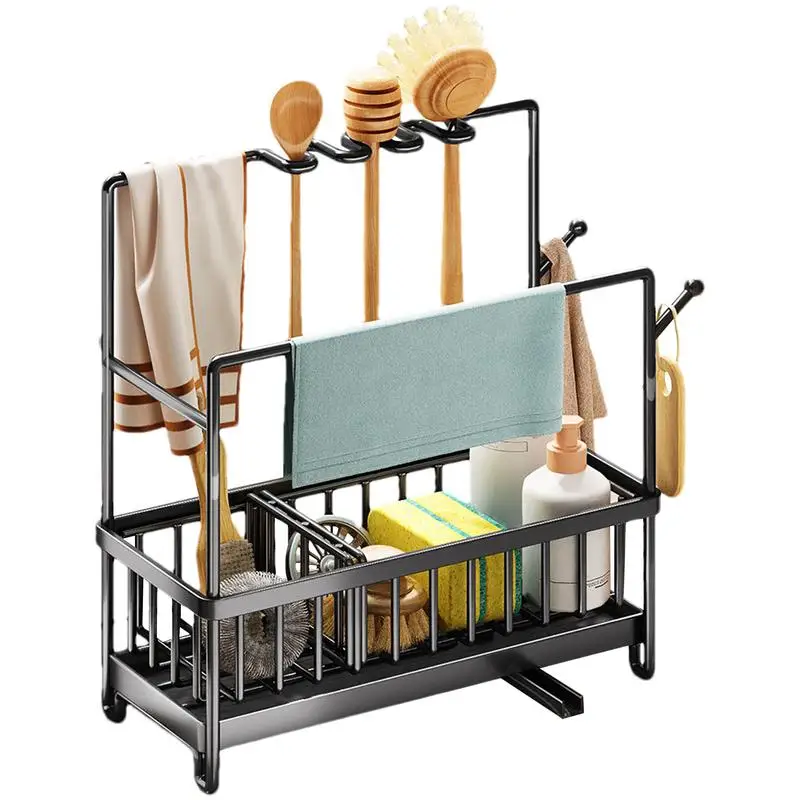 

Dish Rag Holder Metal Auto Drainage Brush & Dishcloth Rack Stainless Steel Kitchen Rag Drain Storage Shelf Countertop Sink