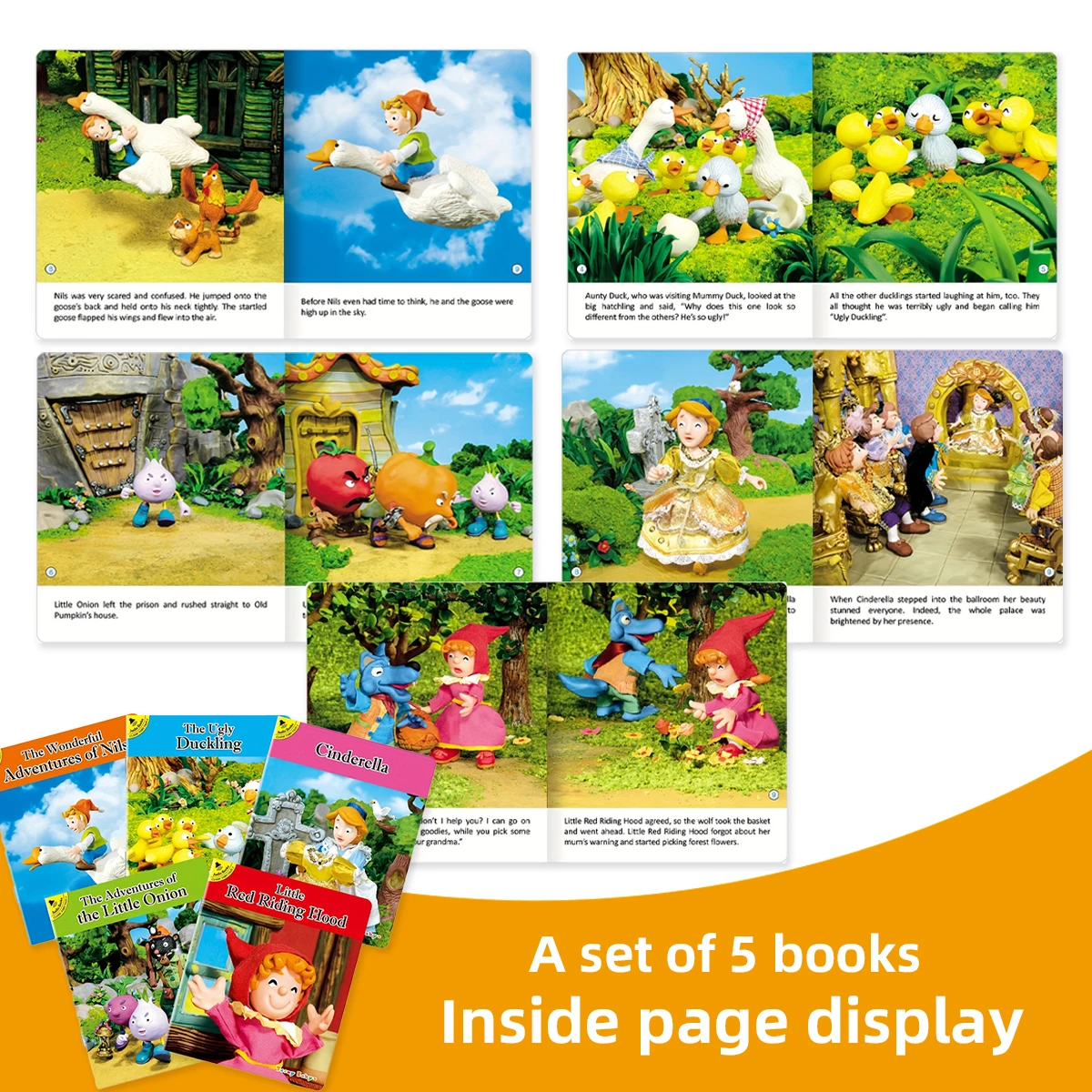 

Box of 5 English Fairy Tale Storybooks Set for Babies Enhance Imagination Multiple Styles Classic Modern Children's Literature