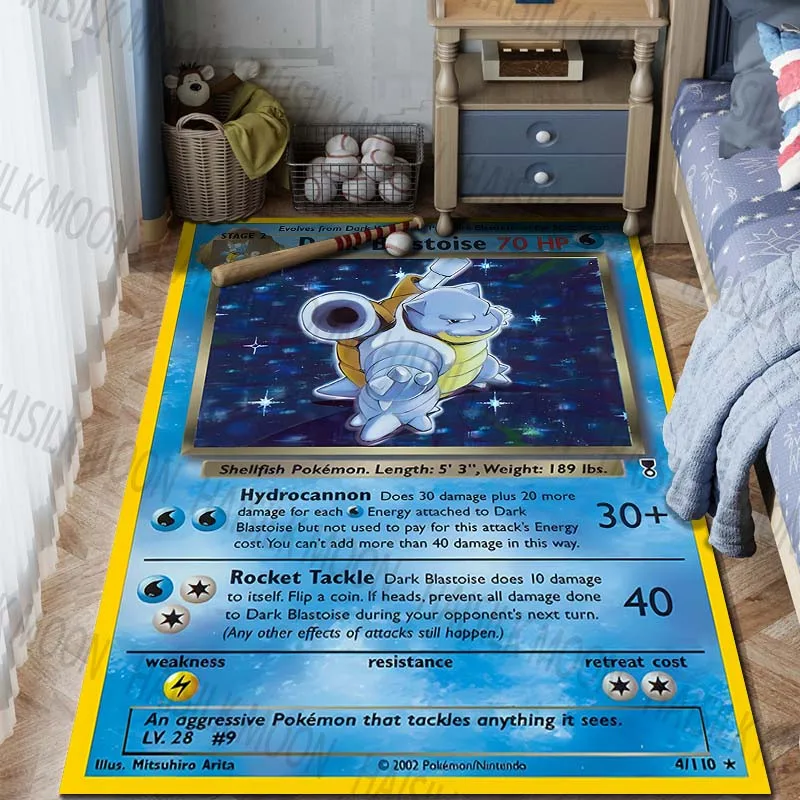 Pokemon Cards Squirtle Print Carpet Rug for Home Living Room Bedroom Sofa Doormat Decor Non-slip Floor Mat Child Area Rug Gifts
