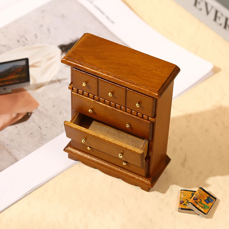 1:12 Dollhouse Miniature Mini Simulated Wooden Cabinet Lockers TV Cabinet With Drawer Living Room Bookcase Furniture Model Toy