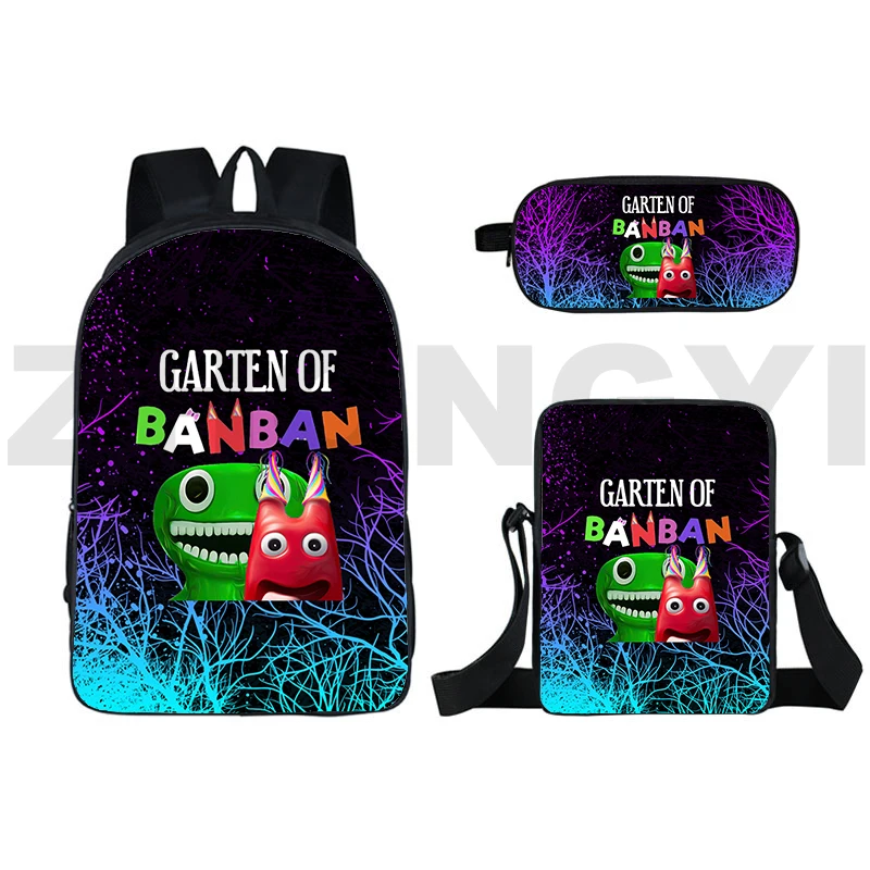 

3D Print Garten of BanBan 2 Anime Backpacks Large Double Executive Backpack Men 3 Pcs/Set Waterproof Canvas Crossbody Makeup Bag