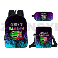 3D Print Garten of BanBan 2 Anime Backpacks Large Double Executive Backpack Men 3 Pcs/Set Waterproof Canvas Crossbody Makeup Bag