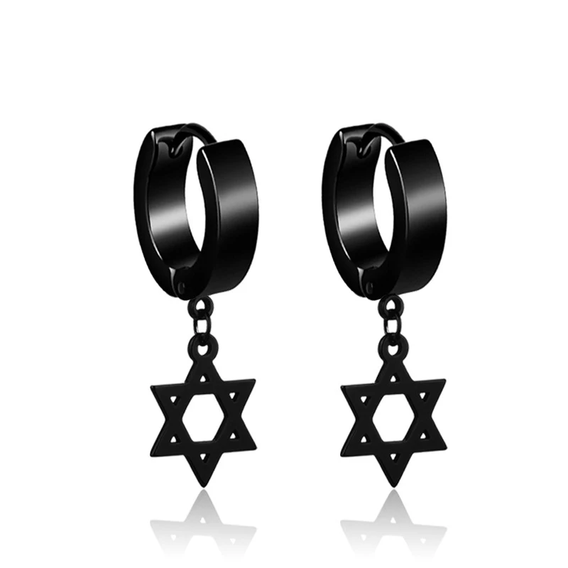 1 pair Punk Black Multiple Styles Stainless/Titanium Steel Stud Earrings For Men and Women Gothic Street Pop Hip Hop Ear Jewelry image 4