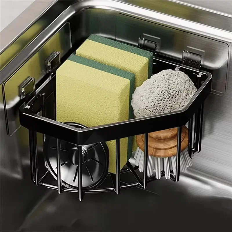 Slot Corner Storage Rack Hanging Storage Basket Sponge Steel Wire Ball Scouring Pad Kitchen Triangle Stainless Steel Drain Rack