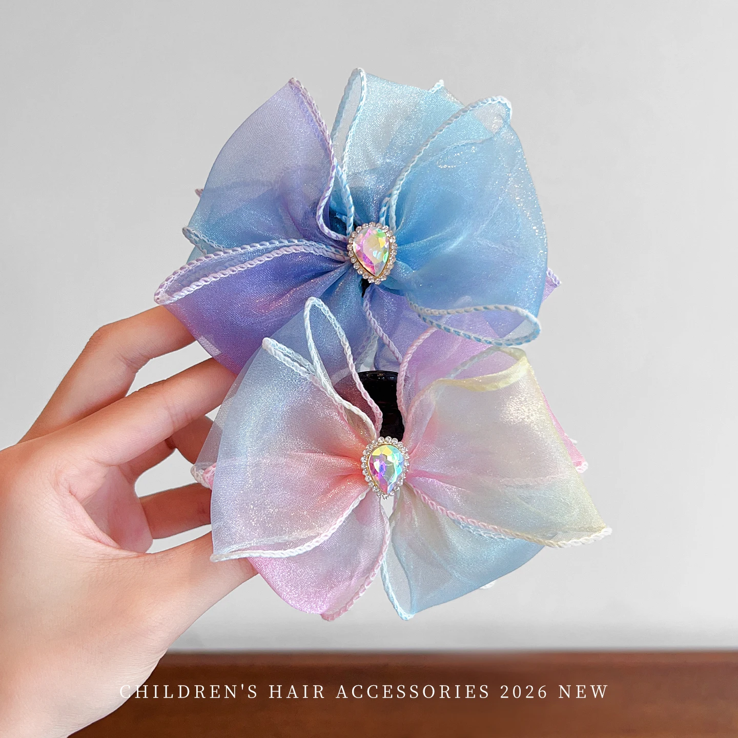 Neue elegante Haarspangen mit Farbverlauf, Tüll, Schleife, Schmetterling, Kristall, für Damen, Mädchen, Kinder, Kleinkinder, Party, Hochzeiten, Geschenk, Mode-Accessoires – Detail 6