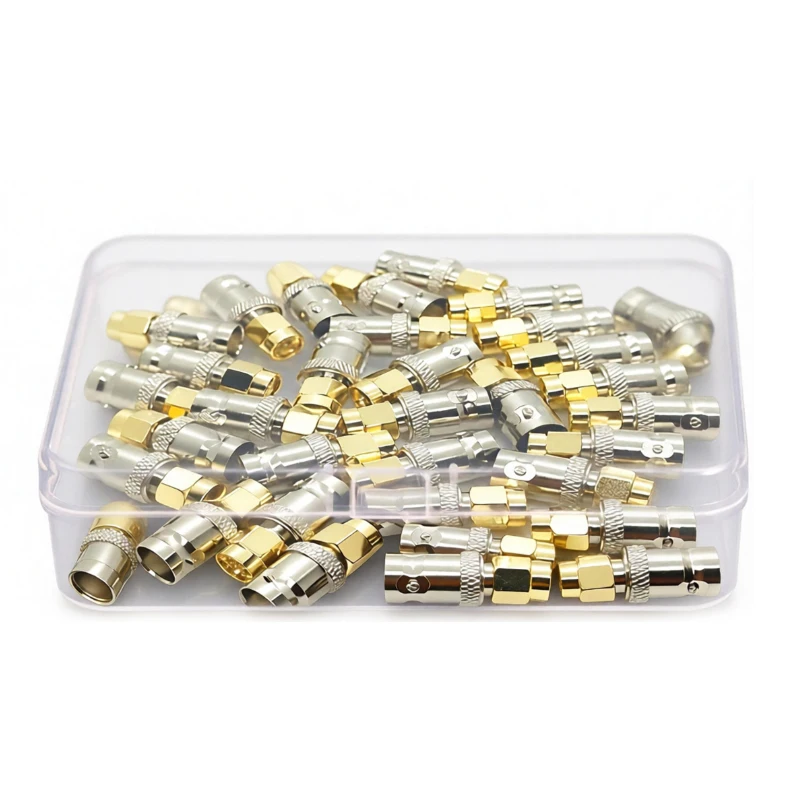 100PCS-Pack Nickel Plated Brass 50 Ohm BNC Female to SMA Male RF Coax Adapter Straight Ham Radio Antenna Connector