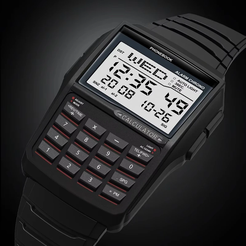 LED Digital Sports Watch Multifunction Electronic Calculator Waterproof Computer Style Watch