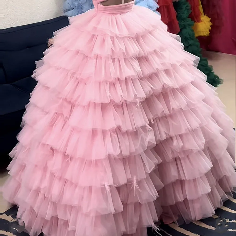 

Pink Tulle Skirt For Women Tiered Long Wedding Skirt Extra Puffy Elastic Waist Long Girls Maxi Birthday Skirt