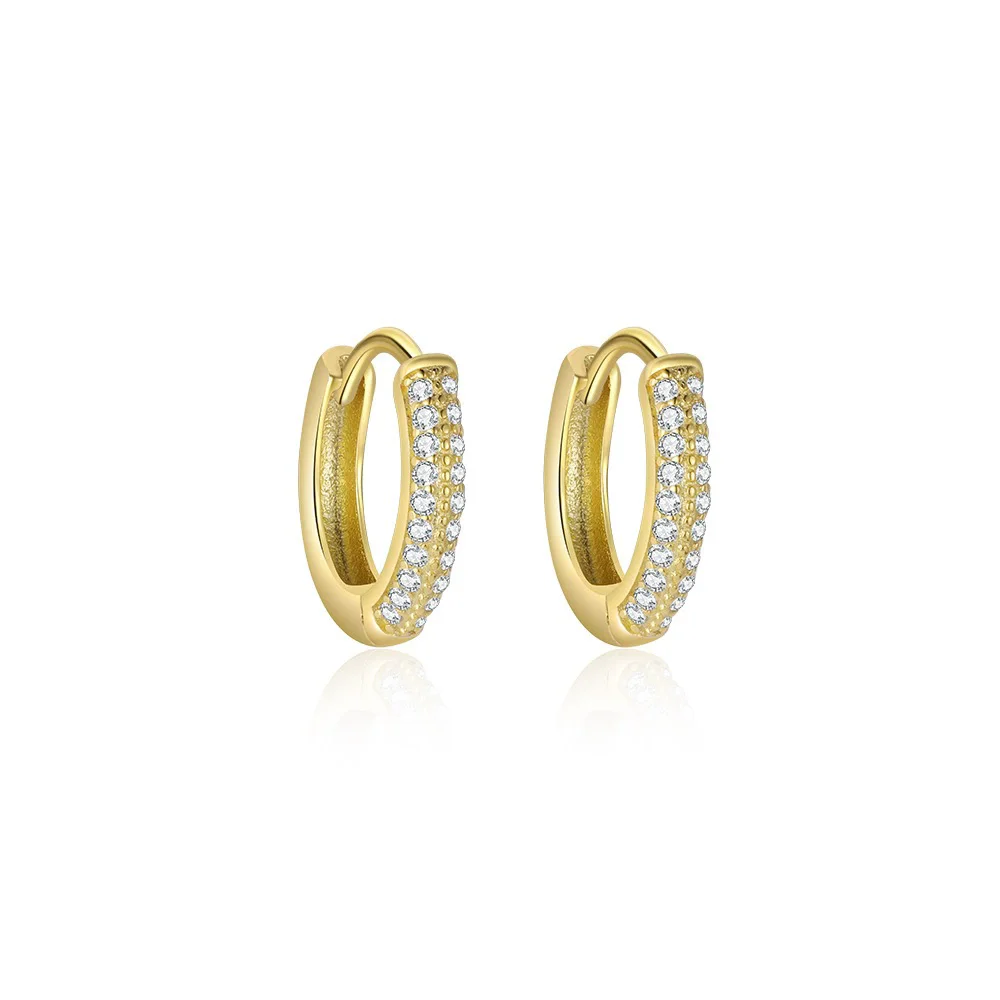 

Женские серьги из стерлингового серебра 925 пробы с позолоченным цирконом, круглые европейские и американские модные украшения, аксессуары для вечеринок