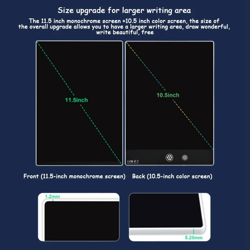 11.5 Inch Colorful Ultrathin Full Screen LCD Writing Tablet Built-in Magnets Innovative Drawing Pad Memo Board(White)
