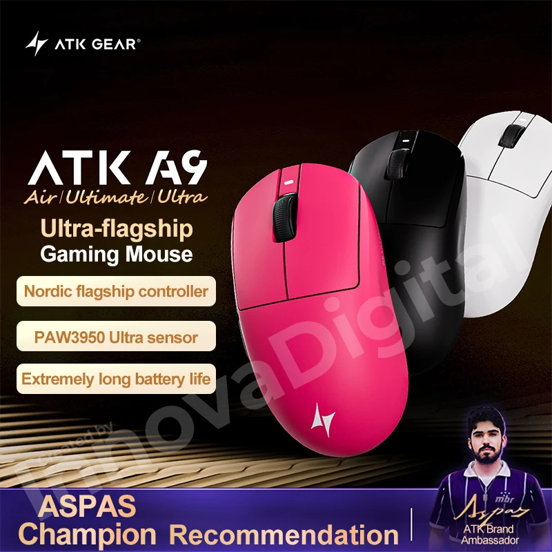 ATK Dragonfly A9 Ultimate Wireless Gaming Mouse A9 Air PAW3950 Ultra Lightweight Ergonomic E-sports Gamer FPS Mice CSGO A9 Ultra