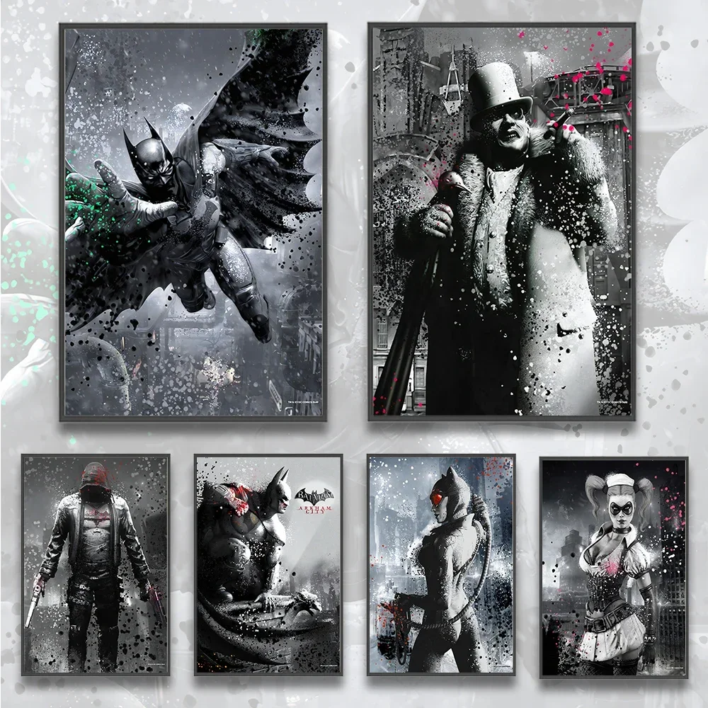 Póster de Arkham Asylum Batman, figuras de películas, decoración del hogar, pintura, arte de pared, decoración de dormitorio, papel tapiz, regalo para niños