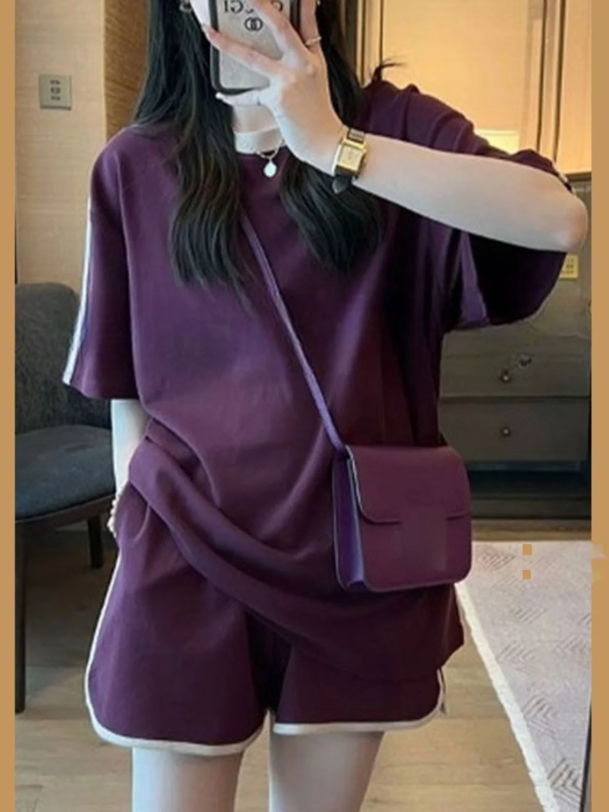 

Retro Hong Kong Style Short Shorts Set Sweet And Salty Casual Two-Piece Women's Clothing Cotton Blend Summer Outfit
