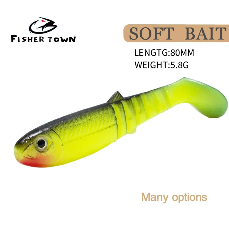 5pcs Cannibal Baits  80mm 5.8g Artificial Soft Fishing Lures Wobblers Fishing Soft Lures Silicone Shad Worm Bass Baits