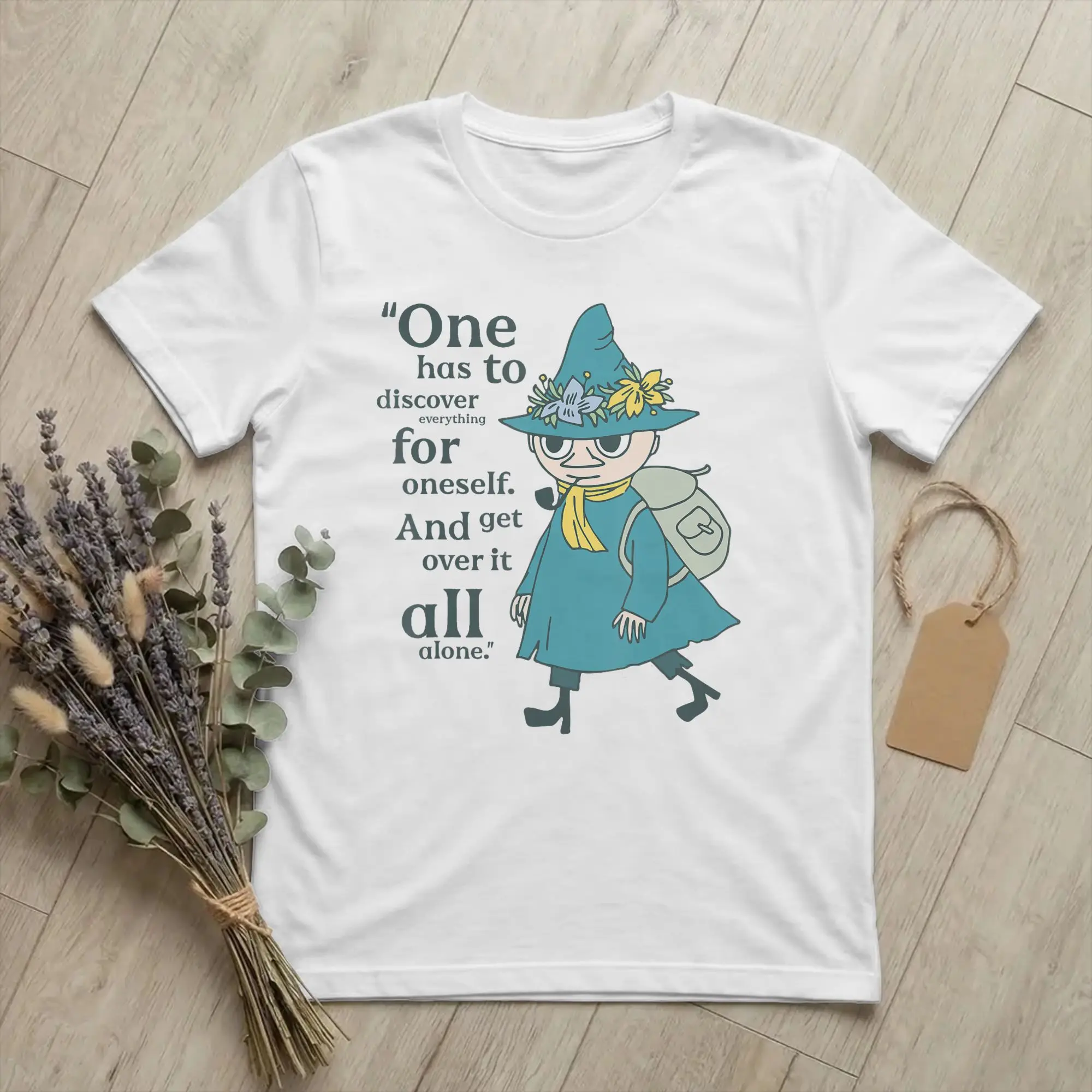 Harajuku Moomings Discover Moominland Midwinter Snufkin Quote Tshirts For Men Women O-neck Tops Shirts Cotton Summer Top Tee