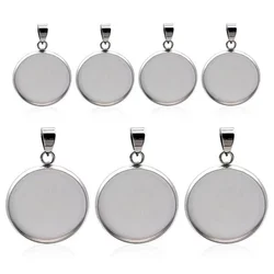 10pcs/lot stainless steel blank Cabochon Base Setting Charms Pendant fit 18 20 25 30mm jewelry making supplies