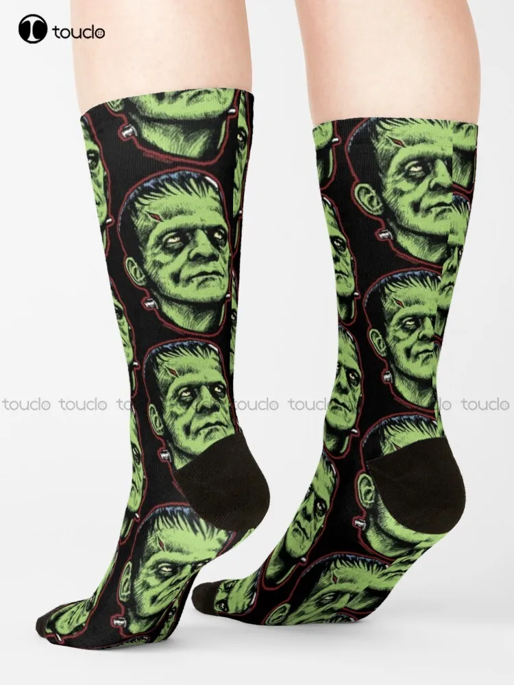 Frankenstein Socks Long Black Socks Personalized Custom Unisex Adult Teen Youth Socks 360° Digital Print Hd High Quality Gift