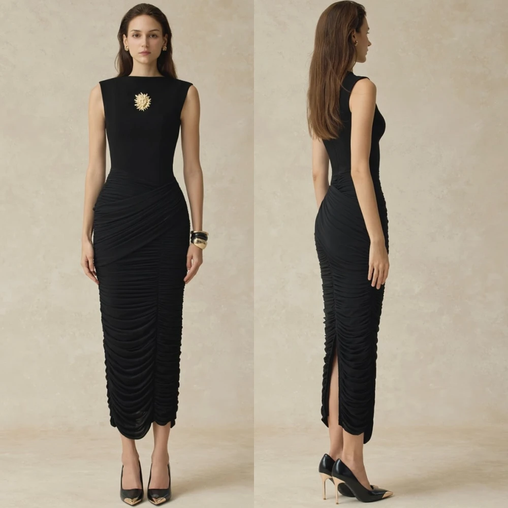 

Customized Temperament O-Neck Jersey Evening Dress Elegant Mermaid Prom Dresses Luxury Sleeveless Special Occasion Gowns