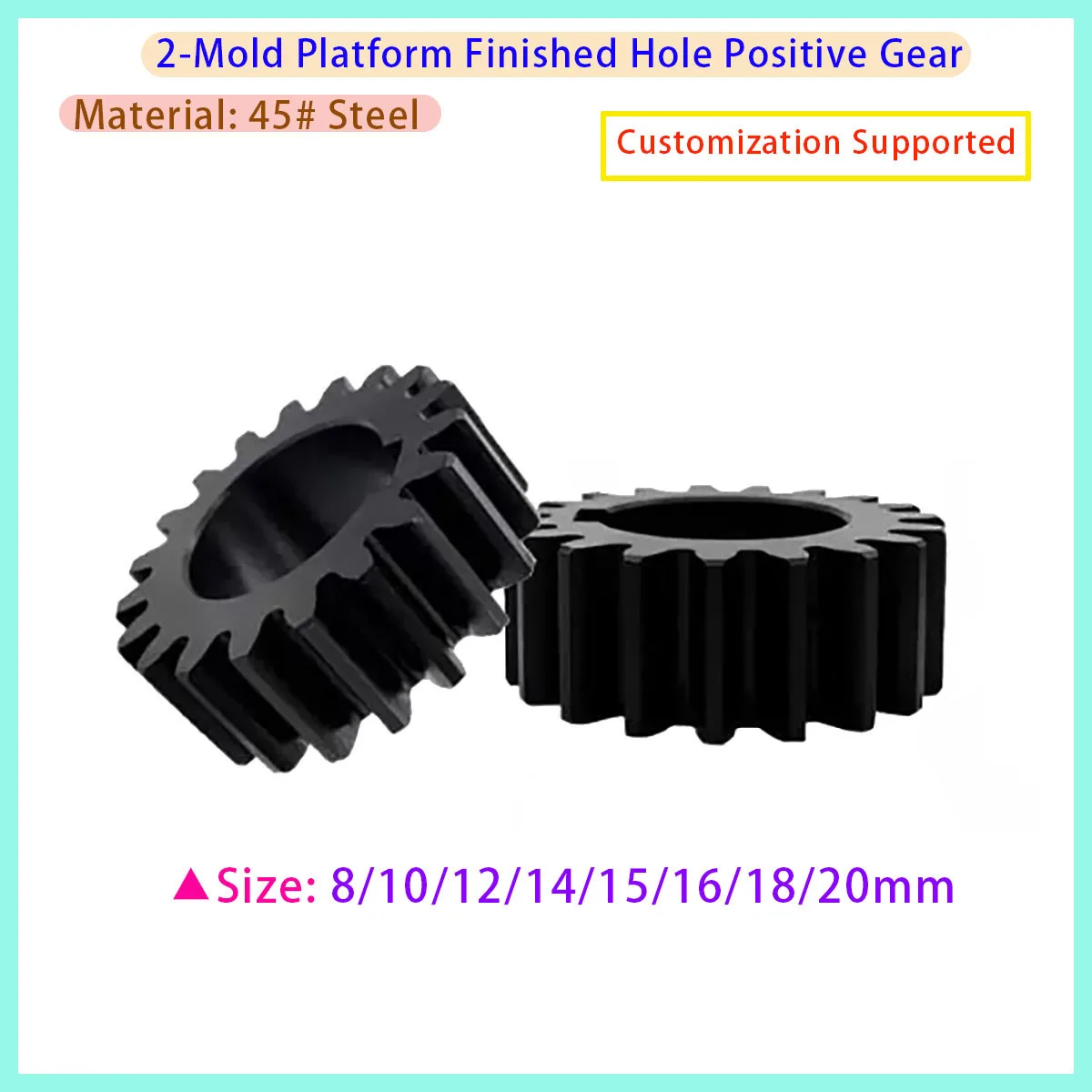 45 # Steel Cylindrical Gear 2M Spur Gear 2 Type 18/19/20/21/22/23 Tooth Flat Motor Gear Hole 6 8 10 12-25mm Pitch 6.28mm
