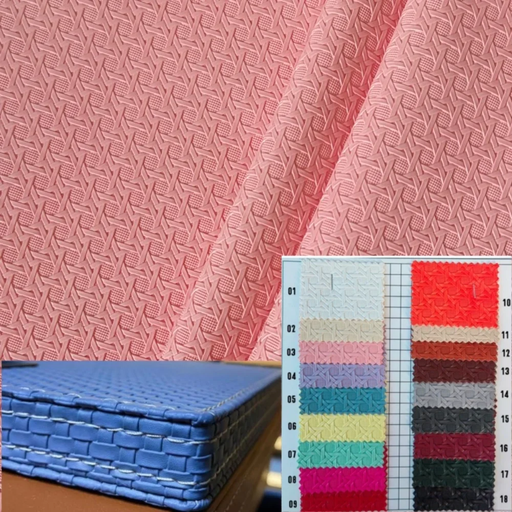 Bird Nest Woven Texture Thick 1mm Semi PU Faux Leather Fabric Diy Sew Craft for Renovation Sofas Seats Hard Upholstery Cloth