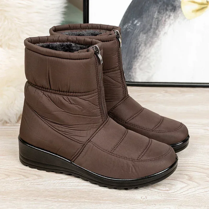 Waterproof Snow Boots for Women Warm Shoes for Women Fur Ankle Boots Non Slip Cotton Padded Shoes Female New Zipper Botas Mujer