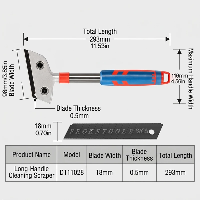 280mm Aluminum Alloy Scraper Die-cast Head Stainless Handle Hollow Built-in Screwdriver ABS+TPR Grip Cleaning Knife Tool