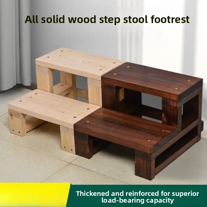Home Kitchen Furniture Solid Wood Stairs Footstep Ladder Twostep Sofa Stool Hospital Bed Up and Down Rehabilitation Steps Stools