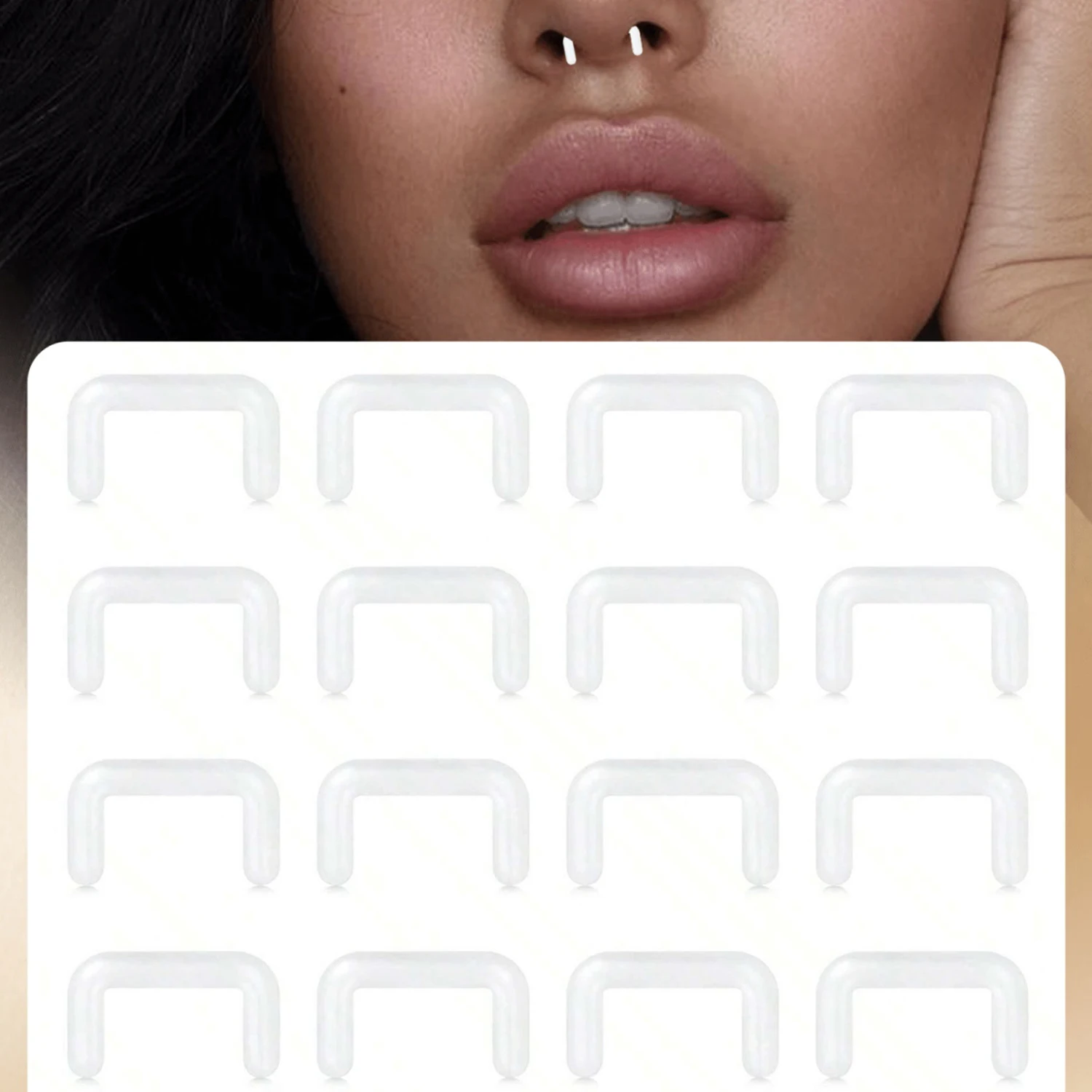 20pcs 14G/16G Flexible Transparent Septum Retainer, Acrylic Plastic U-Shaped Septum Piercing Retainer