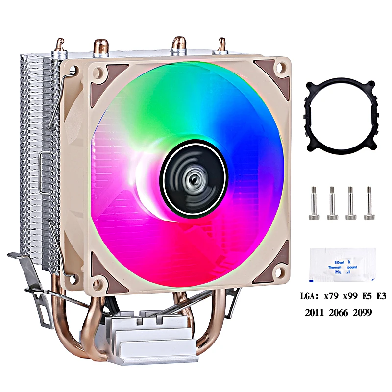 2 Heat Pipe Computer CPU Cooling Fan Suitable For Installing LGA2011 x79 x99 e5 2066 2099 x299 e3 AMD Efficient Heat Dissipation