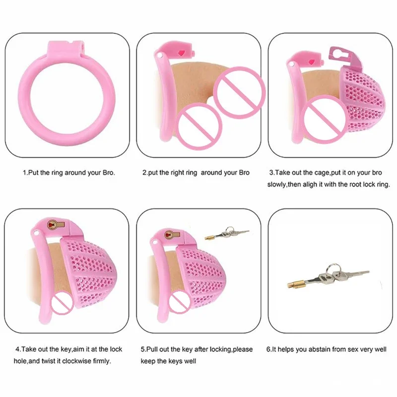 2024 New Pink Male Chastity Lock Honeycomb Mesh Lightweight Chastity Cage Chastity Device Male Sex Toys Adult Sex Toy 18+ 정조대